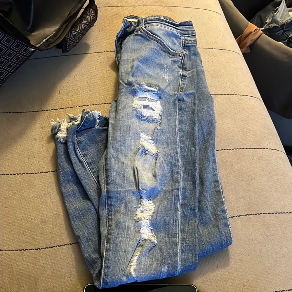 Distressed Blue Jeans